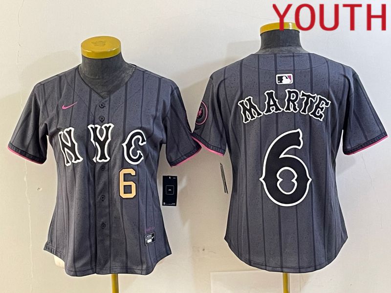 Youth New York Mets 6 Marte Black City Edition 2024 Nike MLB Jersey style 3
